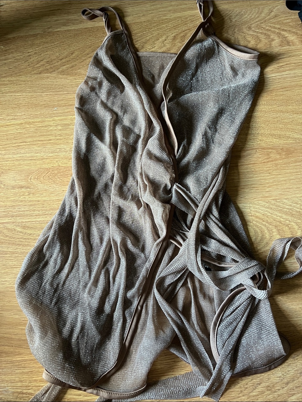 SHEIN Brown Shimmery Strappy Slip Dress